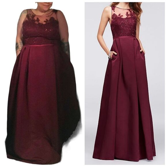 Oleg Cassini Size 20 Red Wine Ball Gown Dress with Pockets - Picture 1 of 7